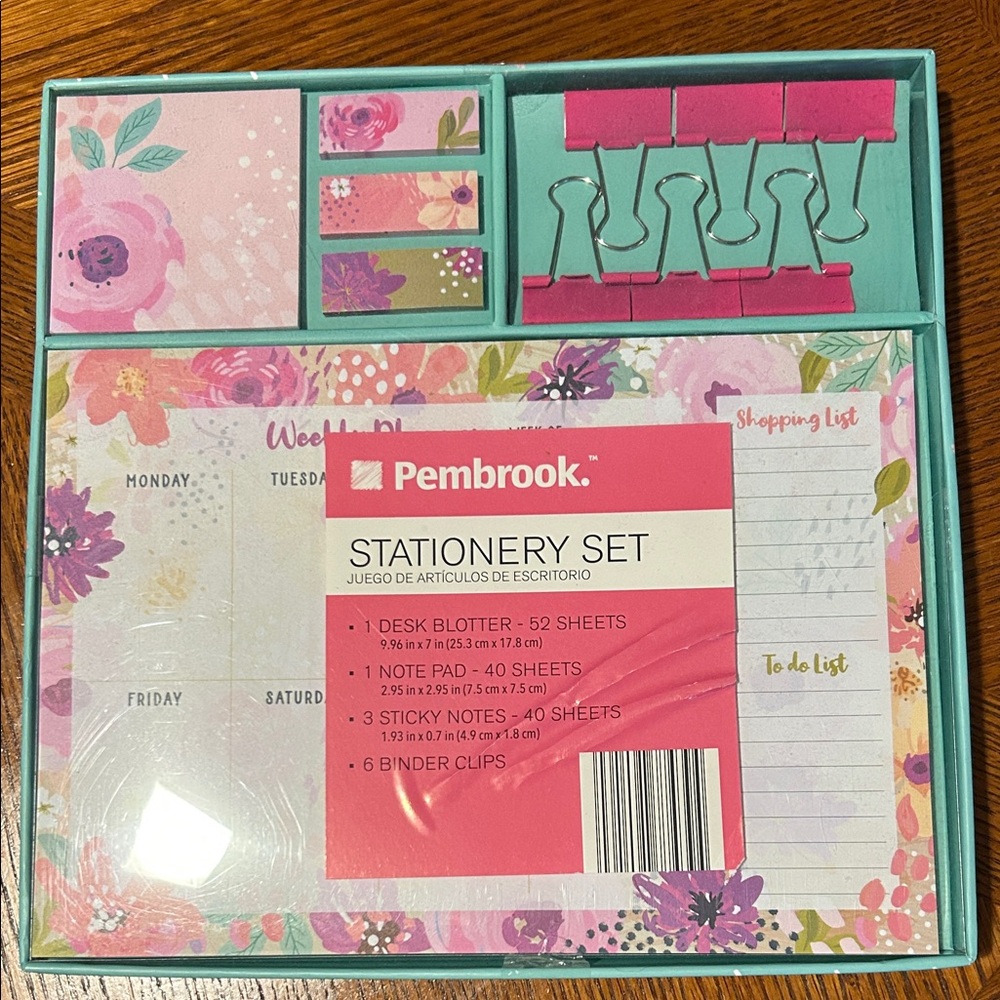 Pembrook Floral Stationery Set - Pink and Green